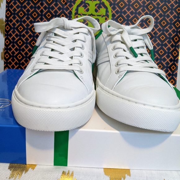 Tory Burch Sneakers Leather White 9.5 Tory Sport Tennis Shoes Authentic in Box - Picture 6 of 14